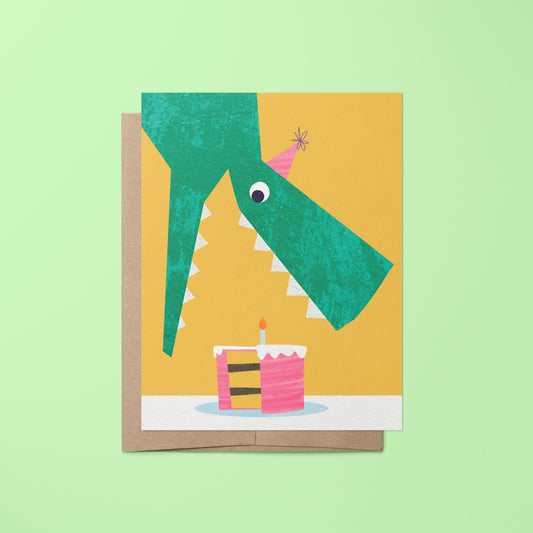 "Have a dinobite birthday." Greeting Card